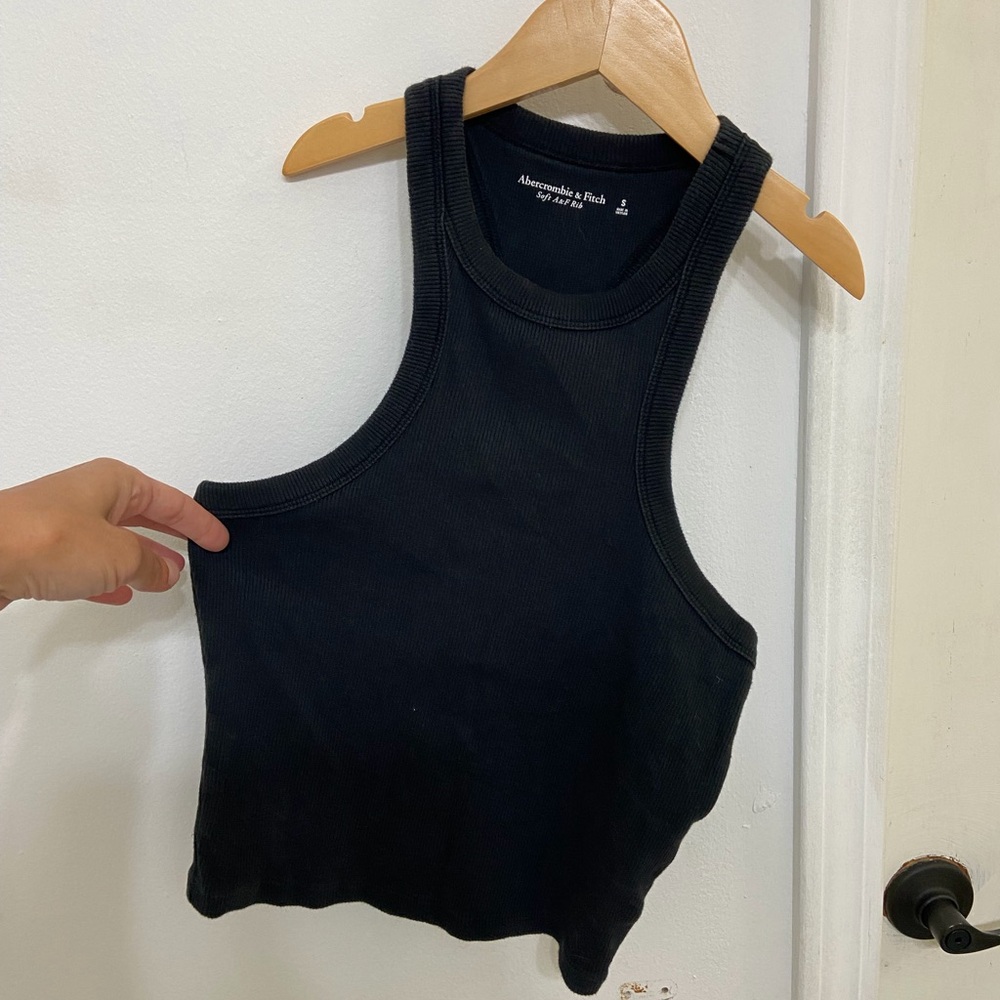 Abercrombie & Fitch Black Ribbed Racerback Tank Top